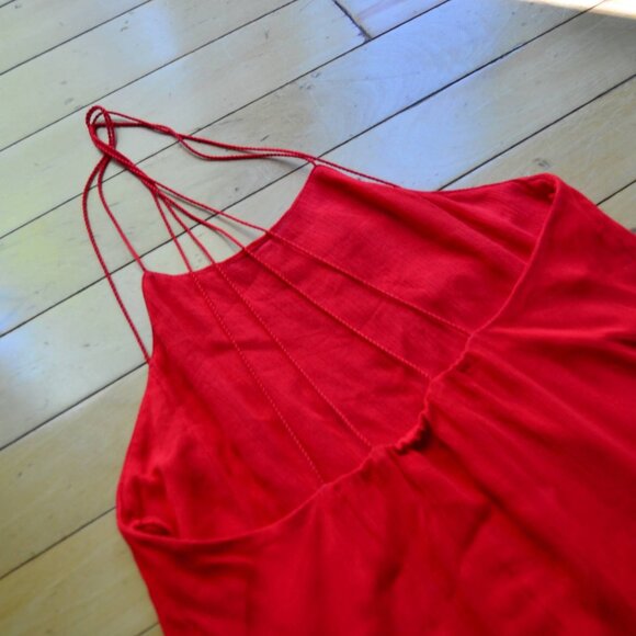 Alice + Olivia Bev Mini Dress Light Poppy Red Crisscross Embroidered Size M - Picture 11 of 12